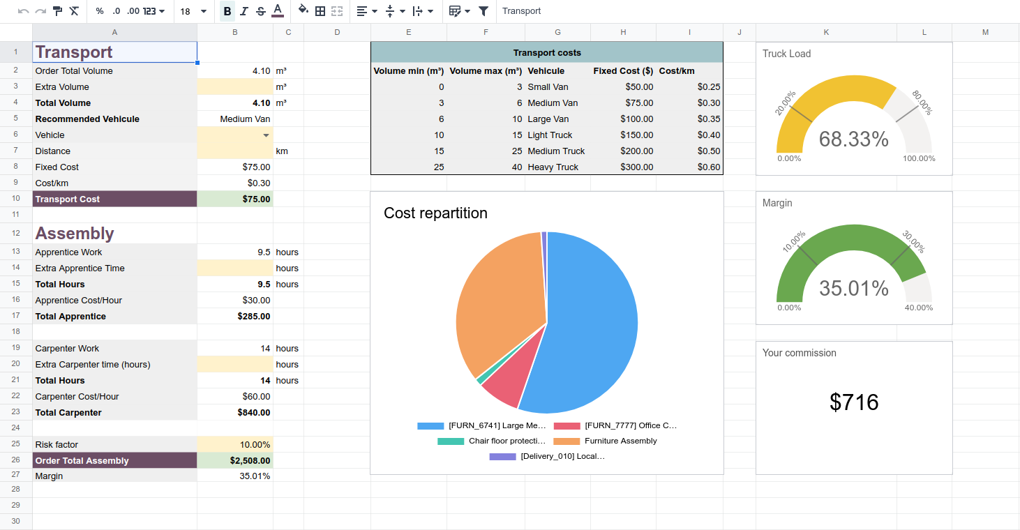 écran transport Odoo v18