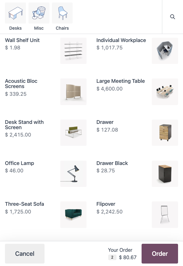 Vue préparation de commandes Odoo Point de Vente sur tablette avec bons de picking classés par statut et détail des articles à prélever par commande