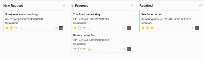 Vue Kanban Odoo Maintenance : suivi des demandes de réparation par statut (nouvelle, en cours, réparée)