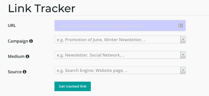 Outil Link Tracker Odoo Email Marketing pour générer des liens UTM trackés avec campagne, medium et source