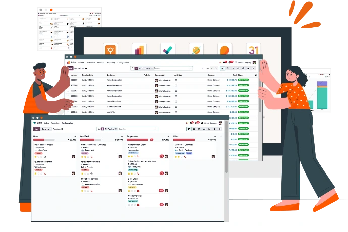 Différents mockups d'ODOO